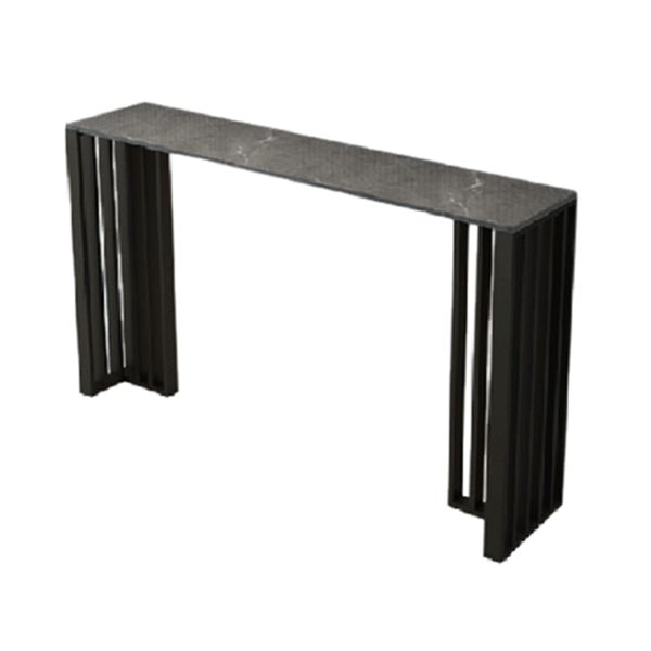 Rectangle Stone Bar Table Contemporary Bar Table with Double Pedestal Base