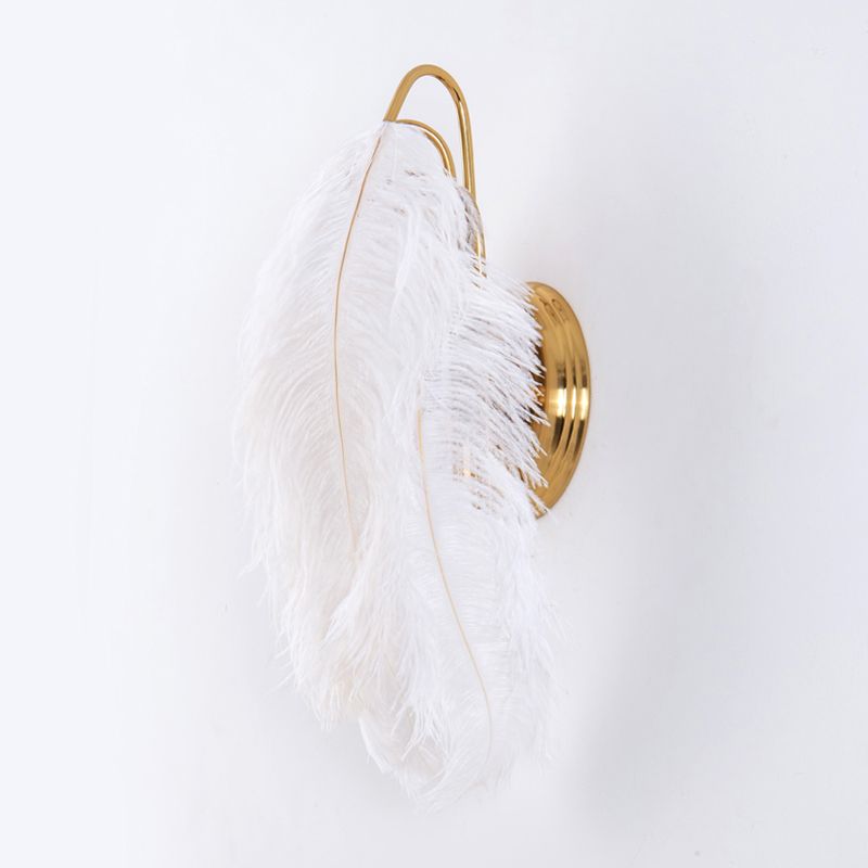 Nordic Feather Wall Mount Light 1 Light Ambient Lighting Wall Lamp for Bedroom