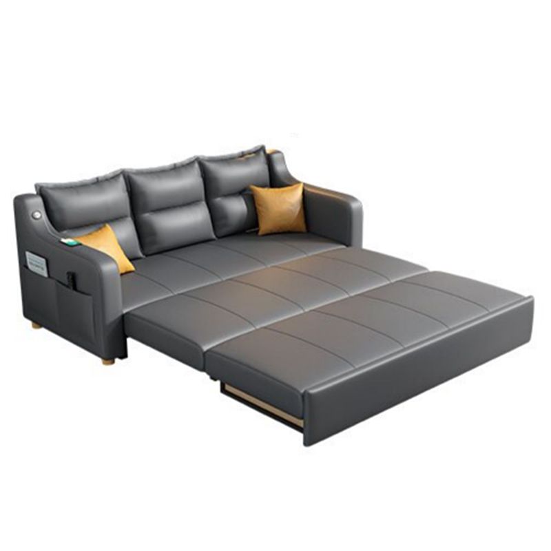 31" Wide Contemporary Futon Sofa Bed Gray Pillow Back Sleeper Sofa