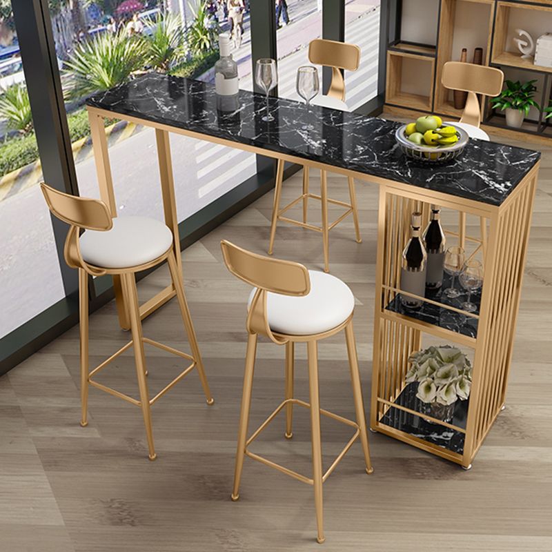 Glam Stone Rectangle Bar Table Storable Table for Living Room