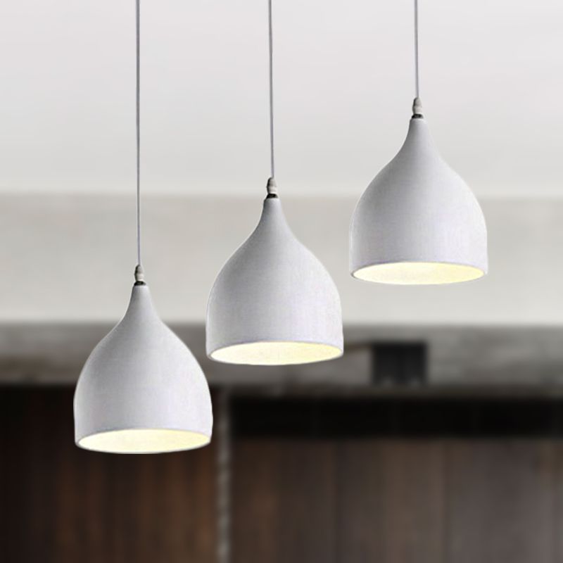Metallic Black/White Ceiling Pendant Lighting Dome Shade 3 Lights Modernist Style Hanging Light