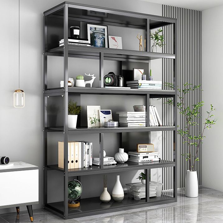 Vertical Metal Frame Etagere Bookshelf Manufactured Wood Shelf Bookcase for Living Room