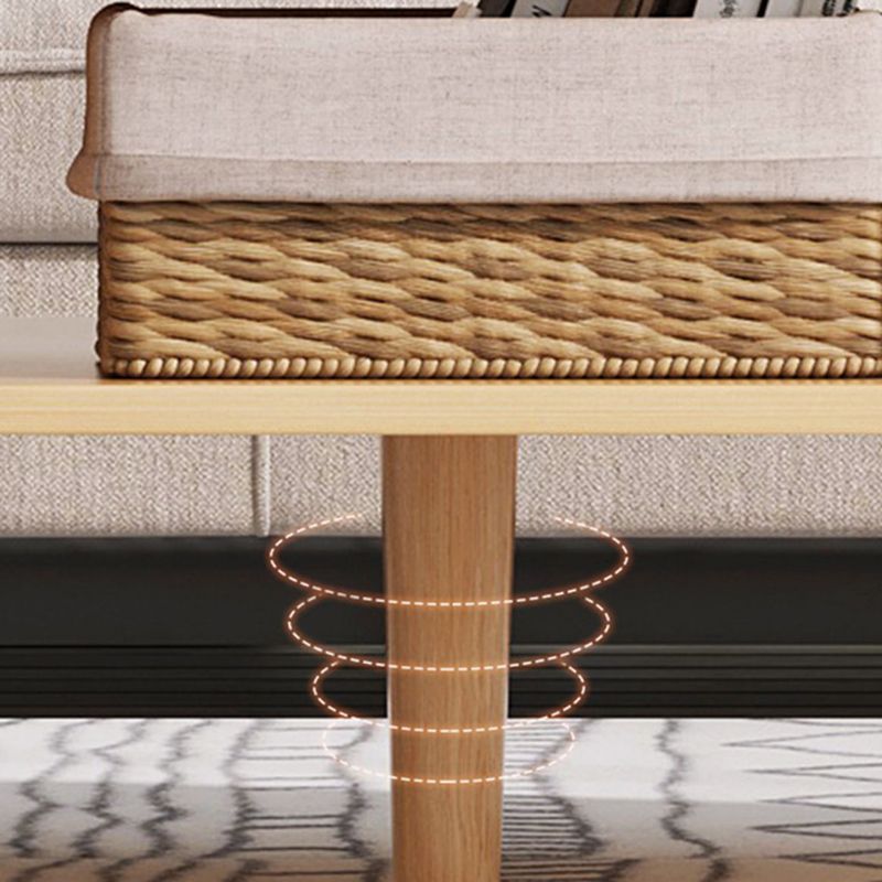 Rectangle Wooden Coffee Table 16.53"H 4 Legs Cocktail Table with Storage