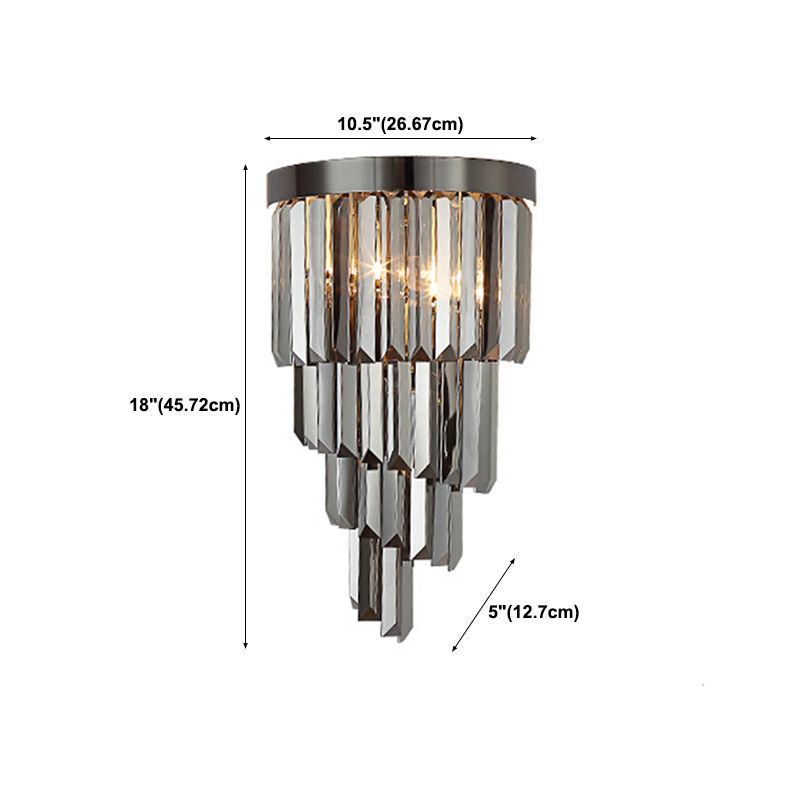 Crystal Geometric Shape Wall Sconce Modern Style 2 Lights Wall Light Fixture in Gray