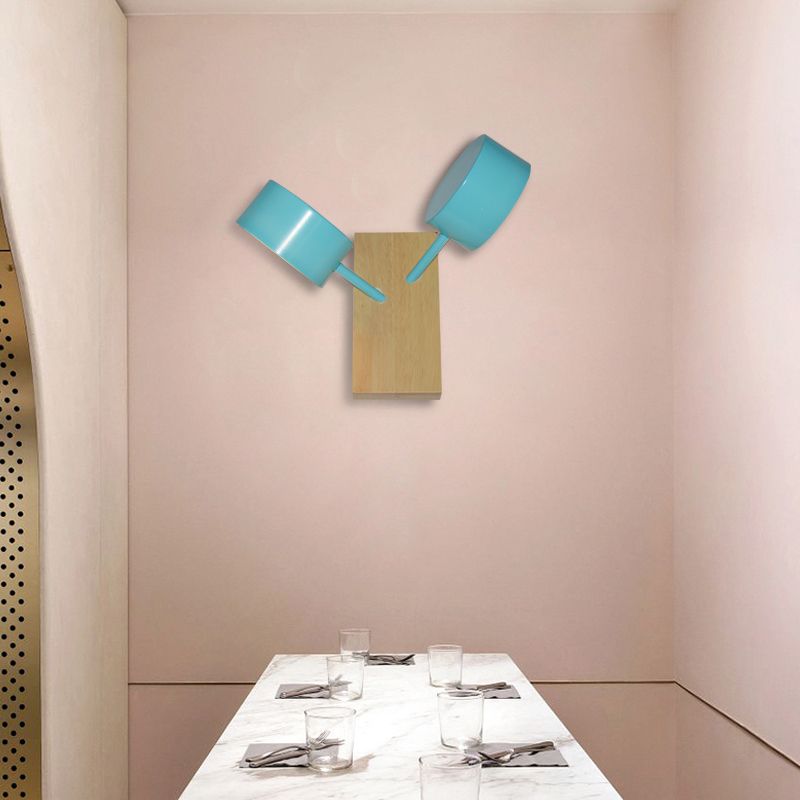 Double tambour Shade Mall Murd Light Contemporary Metal 2 Bulbes Black / White / Blue Wall Lighting Forment pour la cuisine