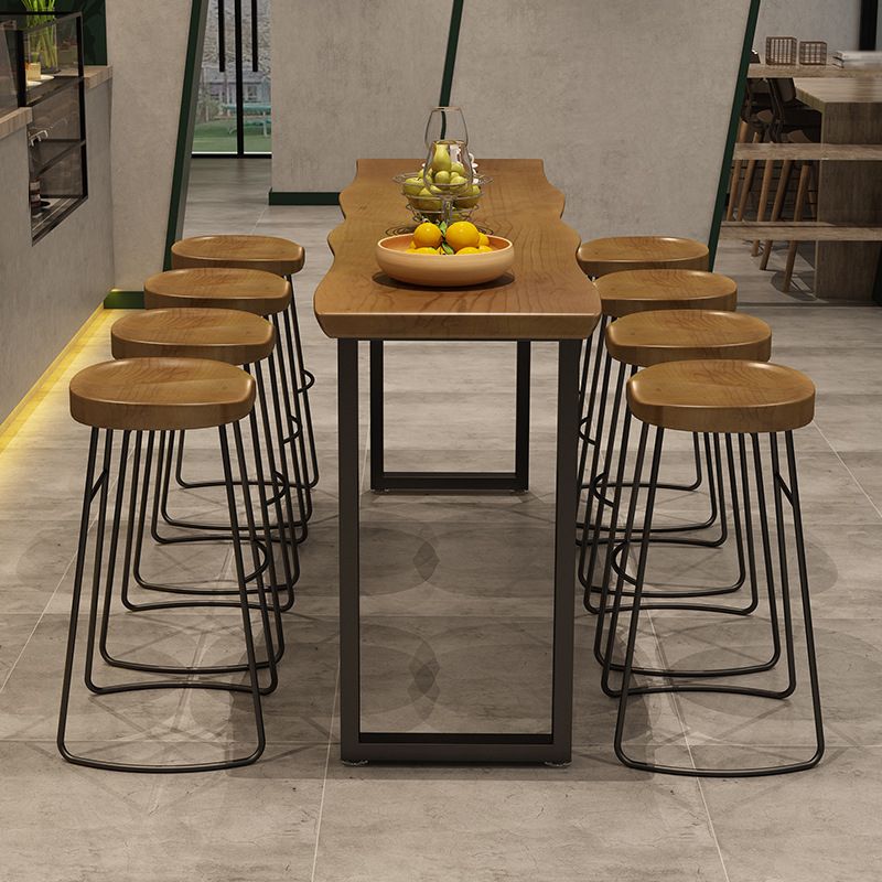 Luxury Rectangle Solid Wood Bar Table Set 1/9 Pieces Counter Table with Backless Stools