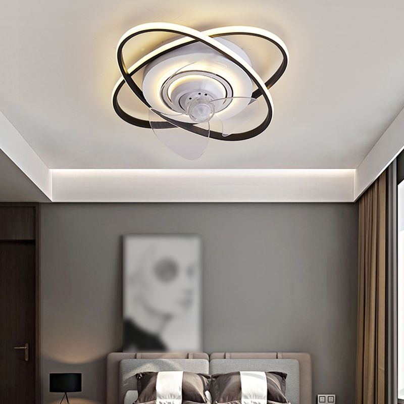 Contemporary Metal Fan Light Geometric LED Flush Mount Light for Bedroom