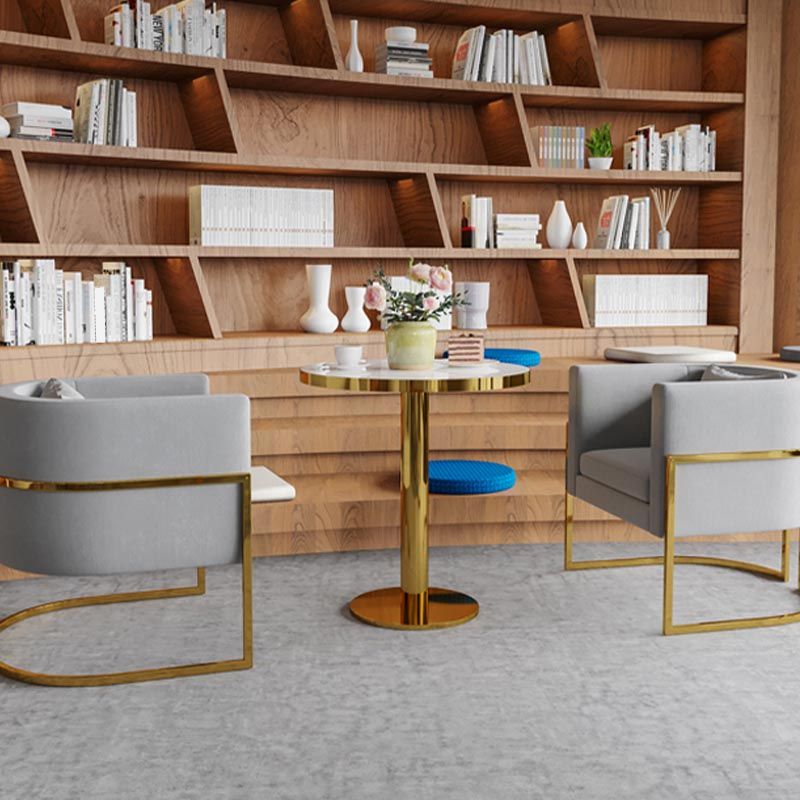 Glam Style Faux Marble Dining Set Round 1/2/3/5 Pieces Dining Set for Home Use