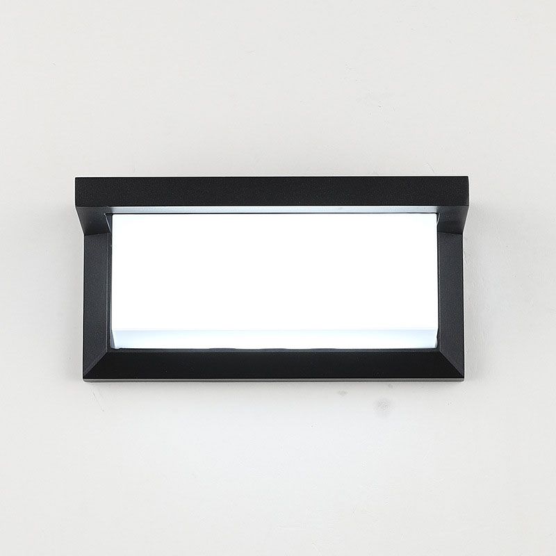 Rectangular Courtyard Sconce Lighting Metallic Modern LED Wall Light Fixture in Black