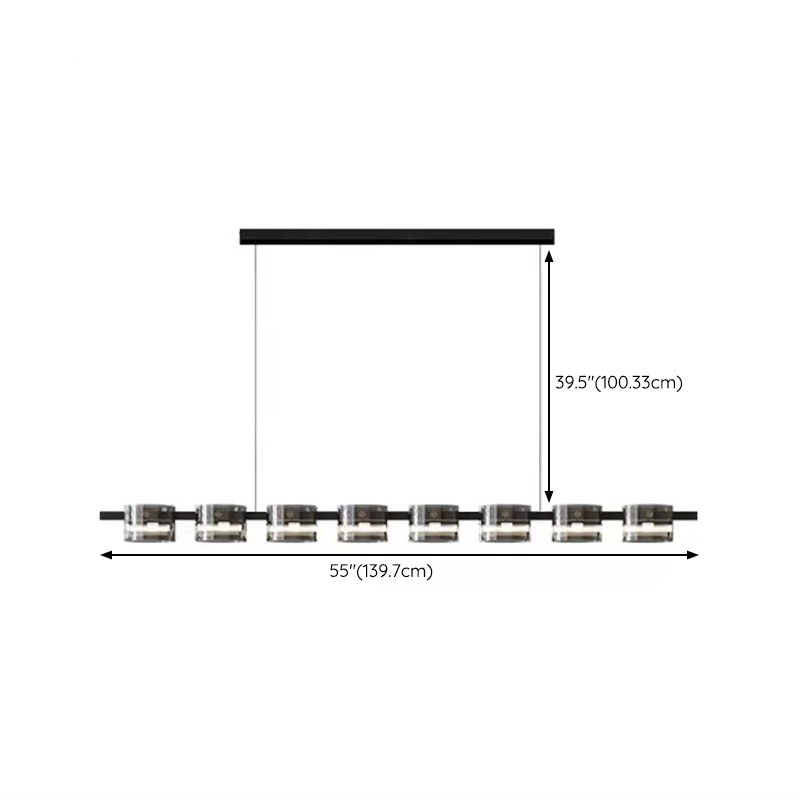 Glass 5 / 7 / 9 - Light LED Pendant Ceiling Fixture Modern Kitchen Island Light in Black