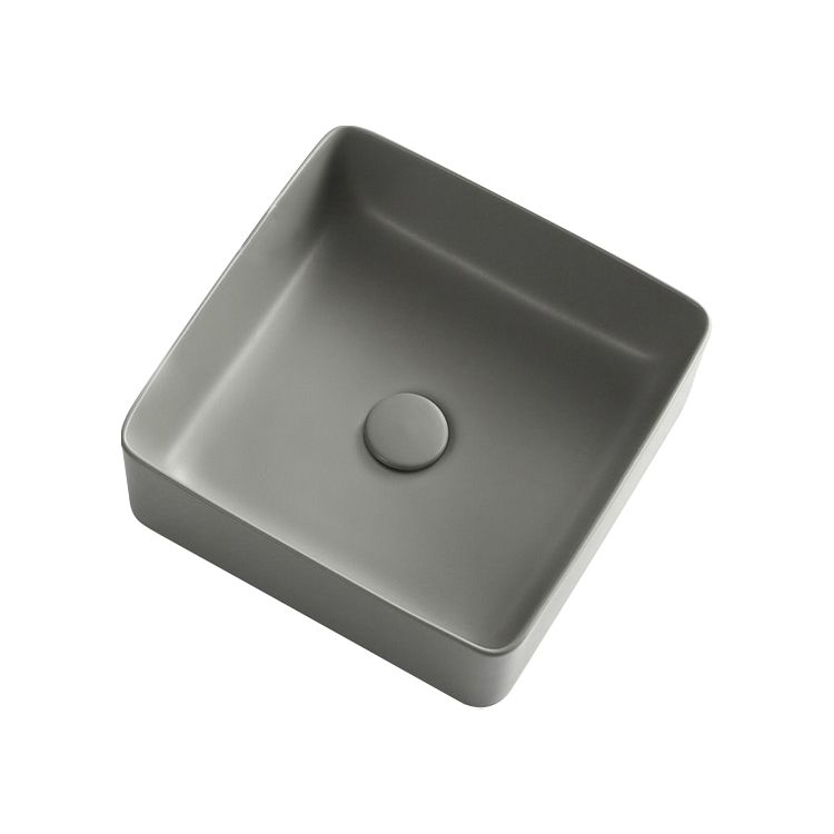 Modern Bathroom Sink Porcelain Rectangular with Pop-Up Drain Vessel Lavatory Sink