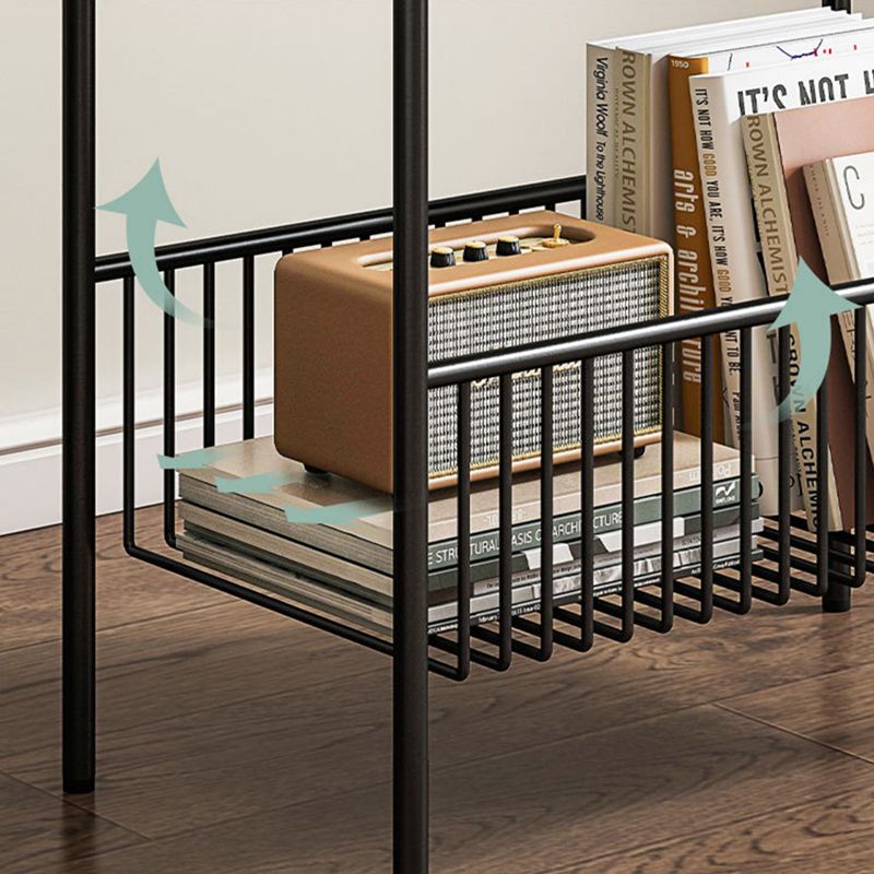 Rectangle Tray Top Side Table Iron Base End Table with Storage