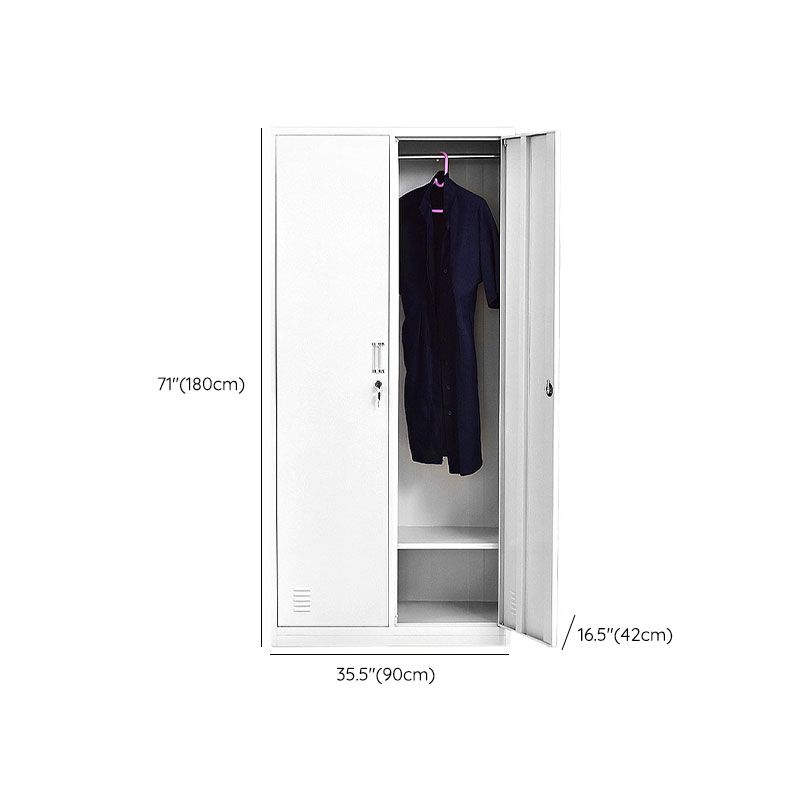 Modern Grey Cabinet with Hinged Doors Metal Storage Cabinet for Bathroom