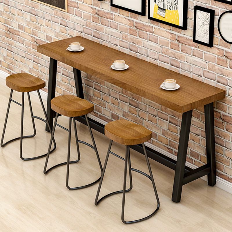 1/4/7 Pieces Modern Rectangle Solid Wood Pub Table with High Stools