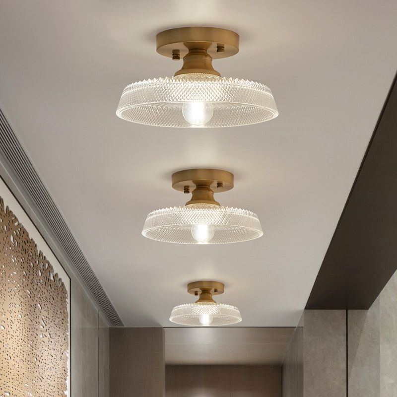 One-Light Vintage Ceiling Light Brass Metal Ceiling Mounted Fixture