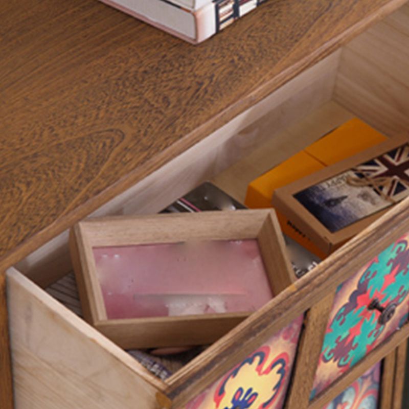 Traditional Brown Storage Chest Vertical Lingerie Chest with Drawers