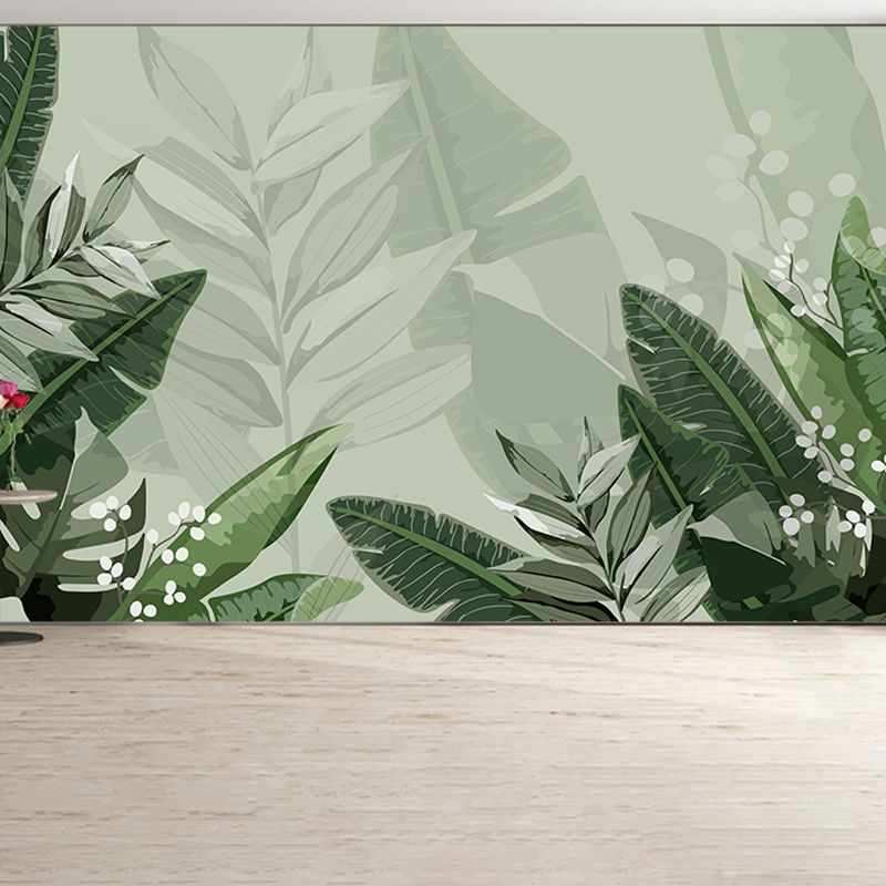 Customized Tropical Plants Mural Tropical Style Mildew Resistant for Dining Room