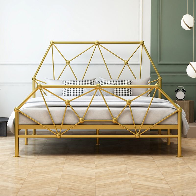 Glam Open-Frame Bed Metal Bed Frame with Headboard, 39.4"/53.1" Standard Bed