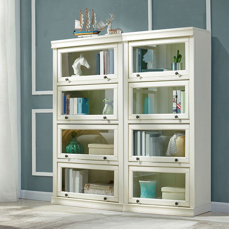 Contemporary Wooden Bookshelf White Standard Shelf Bookcase for Home Office