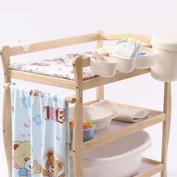 Wooden Baby Changing Table Safety Rails Changing Table with Storage