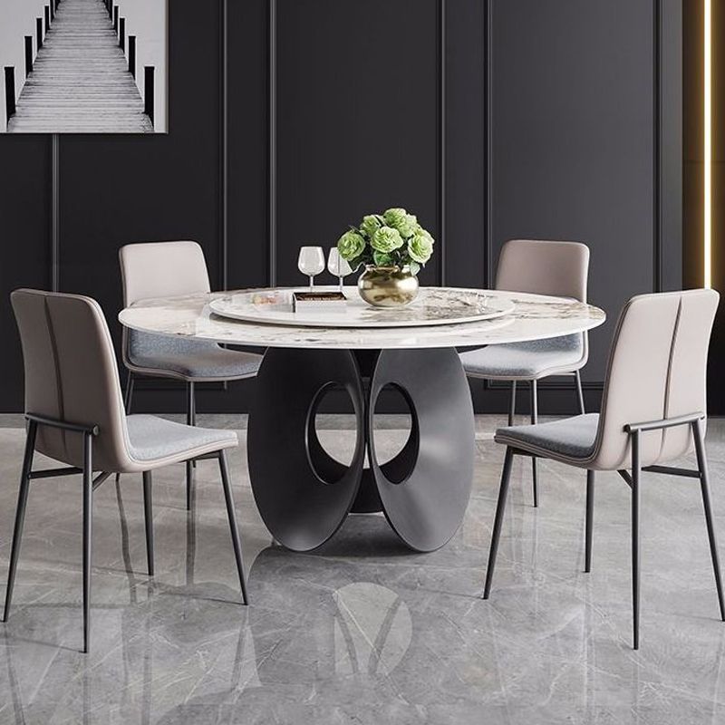 Contemporary Round Dining Table Steel Pedestal Base Table for Dining Room
