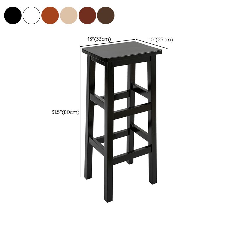 Solid Wood Bar Stool Counter Armless Backless Stool for Living Room