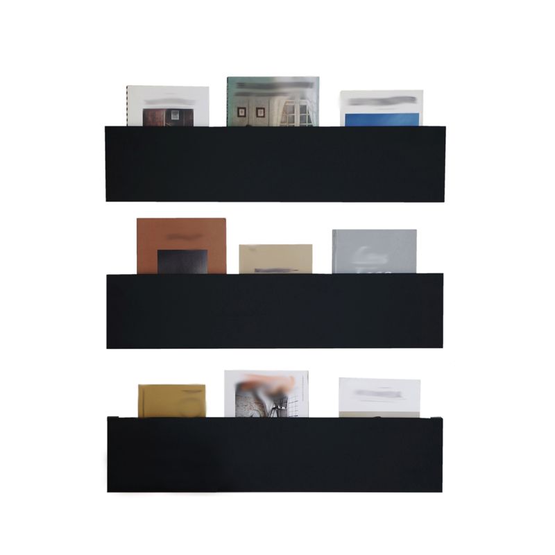 Wall Mounted Bookshelf Modern Style Metal Shelf Bookcase in Black