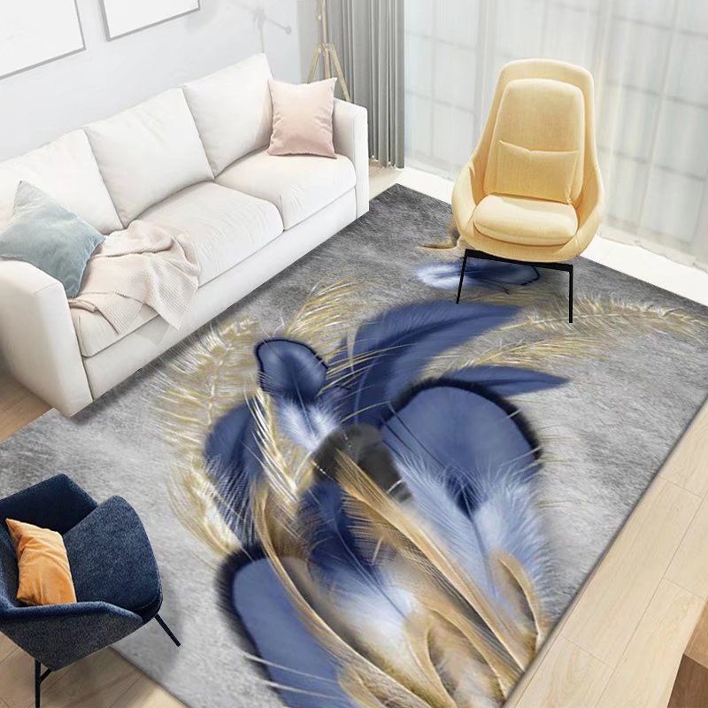 Feather Polyester Rug Area Carpet Anti-Slip Washable Rug for Living Room