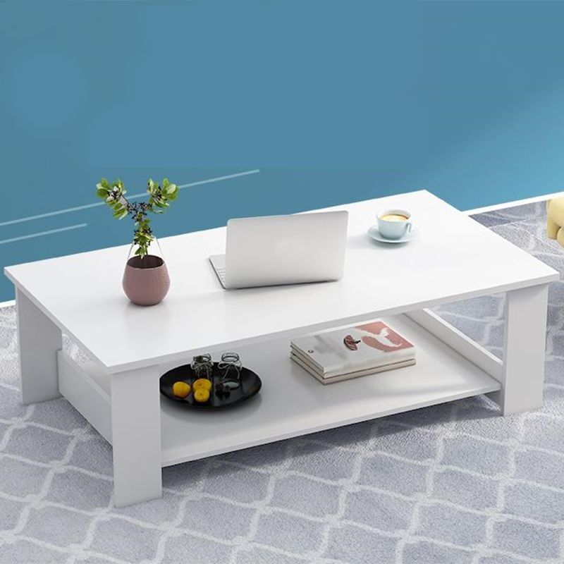 16.5"H Sled Base Square Wooden Top Coffee Table For Living Room