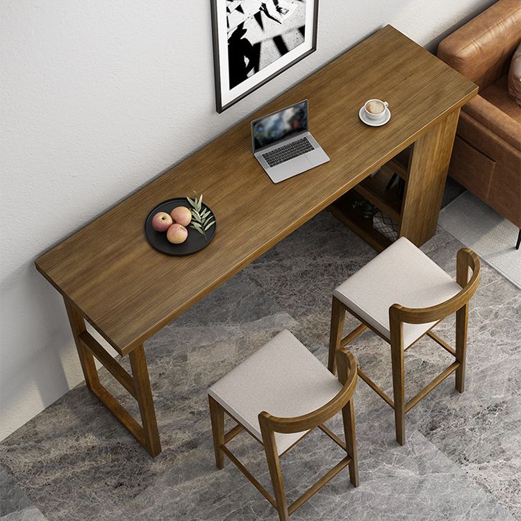 Rectangle Wood Bar Dining Table Contemporary Bar Table with Sled Base