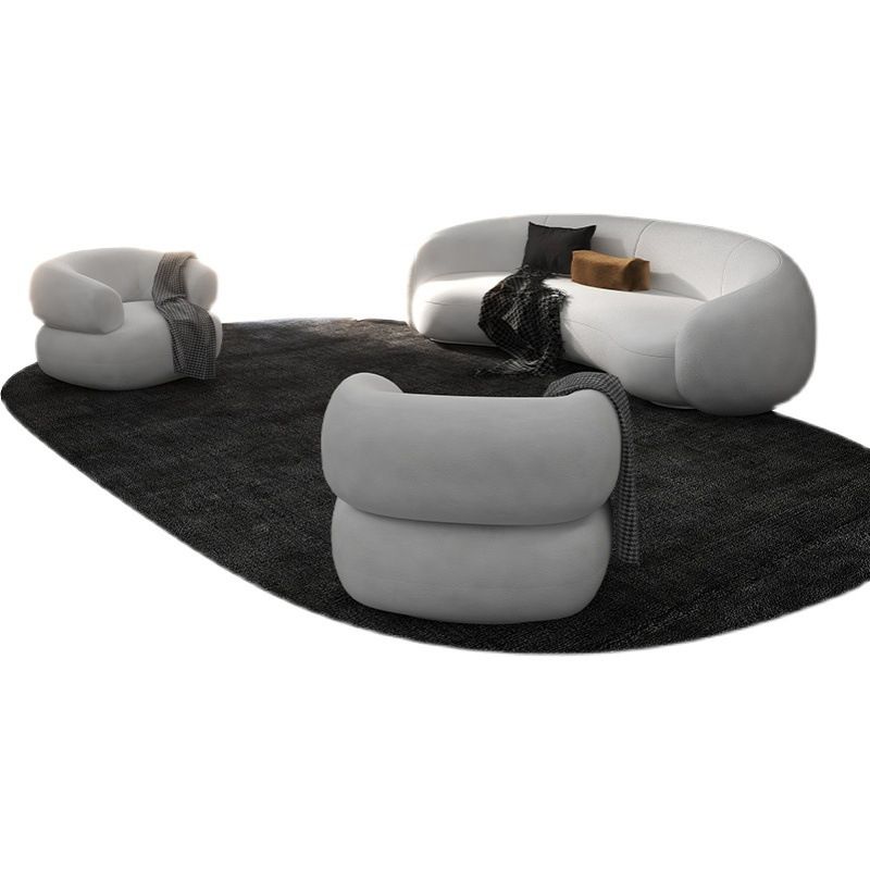 Contemporary Tight Back Curved Seating Sloped Arm Sofa for Living Room