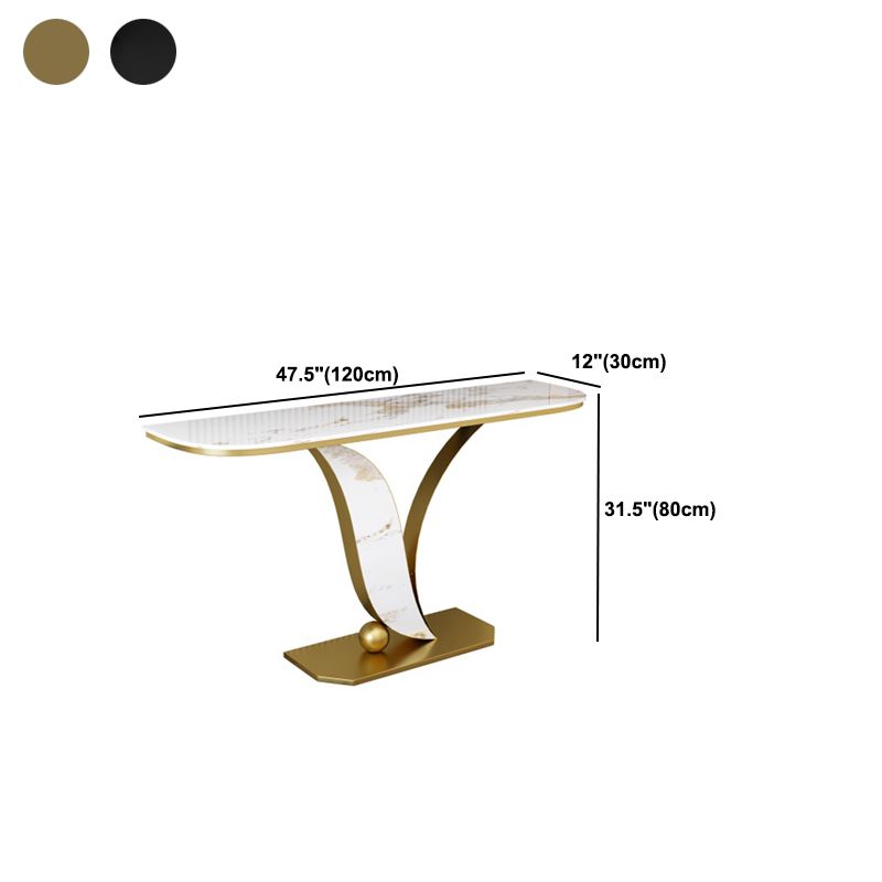 Glam Metal Half Moon Sofa Console Table Scratch Resistant Pedestal White Console Table