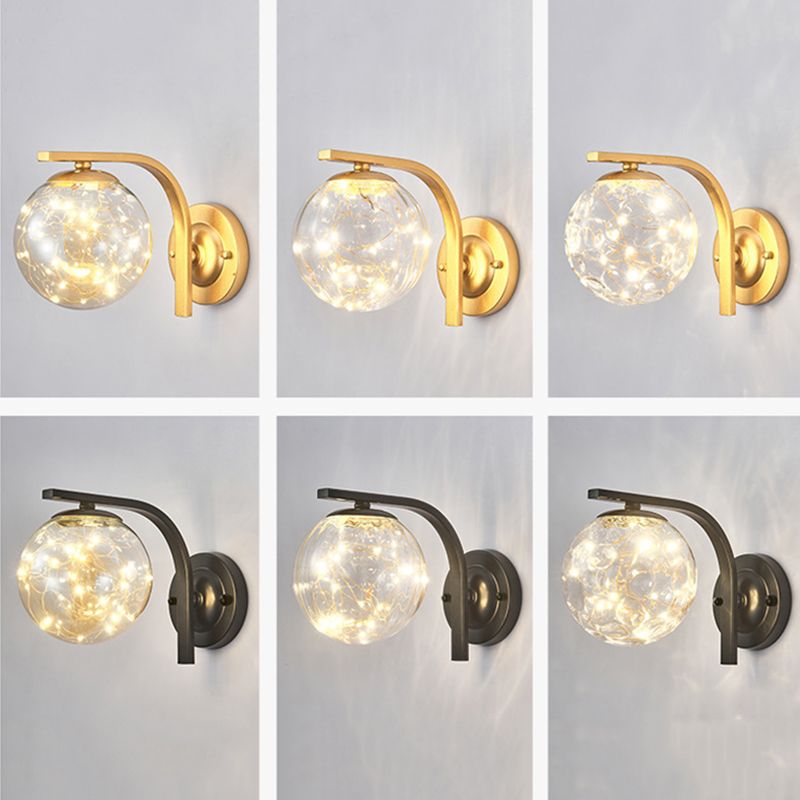 Iron LED Wall Light in Modern Creative Style Babysbreath Glass Wall Sconce for Interior Spaces