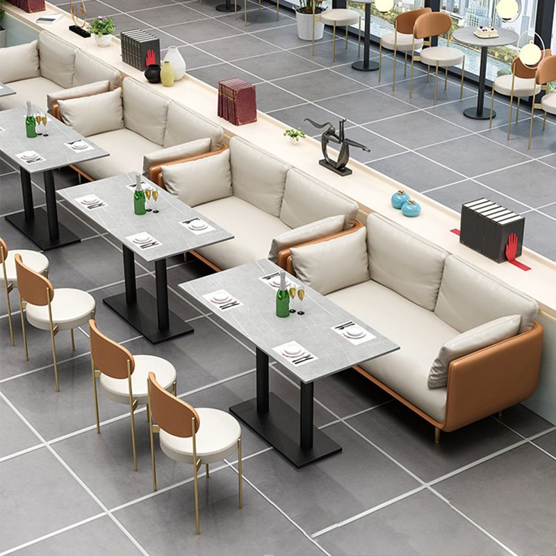 Glam Upholstered Dining Chairs Faux Leather Kitchen Chair with Metal Legs