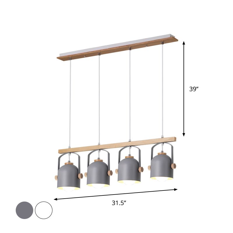 Lampadario lineare a cupola bianca/grigia a cupola 3/4 teste di metallo nordico luce sul tavolo da pranzo