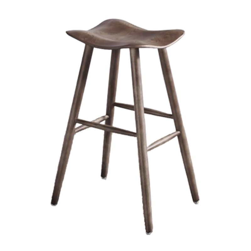 Contemporary 27.5-inch Ash Solid Wood Bar Stool with Footrest