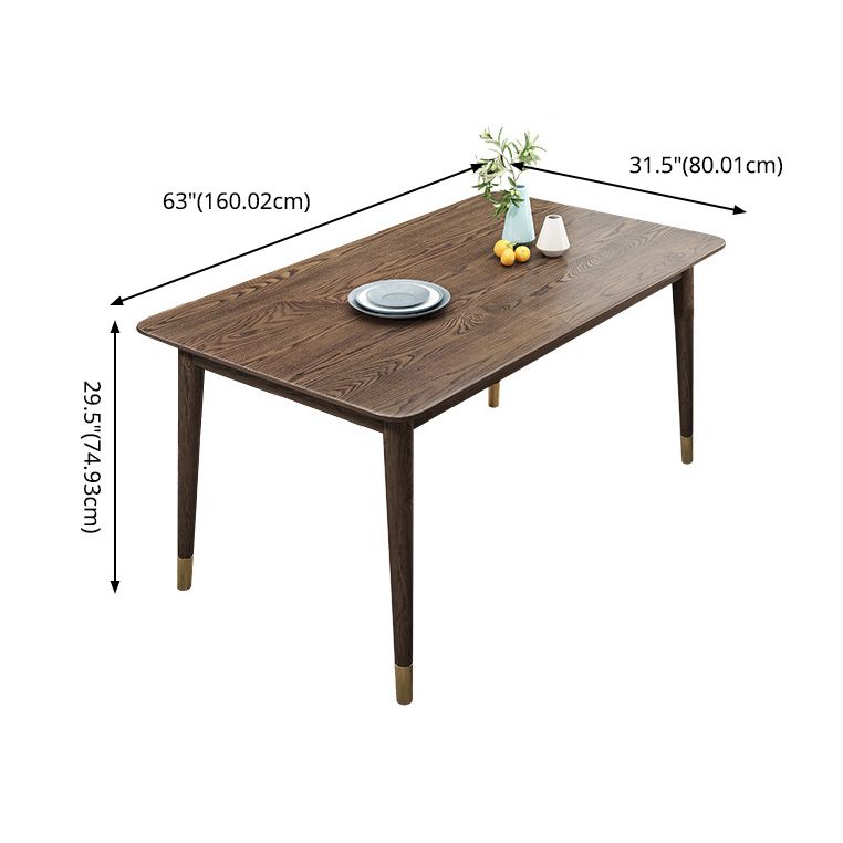 Juego de madera maciza del comedor Contemporáneo con mesa rectangular juego de comedor con 4 patas base