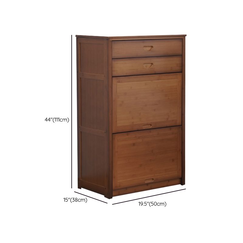 Mid Century Modern  Rectangle Cabinet Brown Accent Cabinet with Doors in Solid Wood