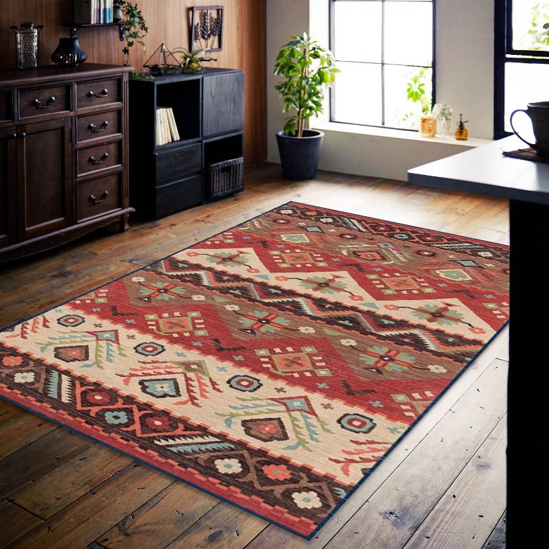 Grauer Medaillon Teppich Polyester Vintage Teppich Waschbar Teppich für Wohnkultur