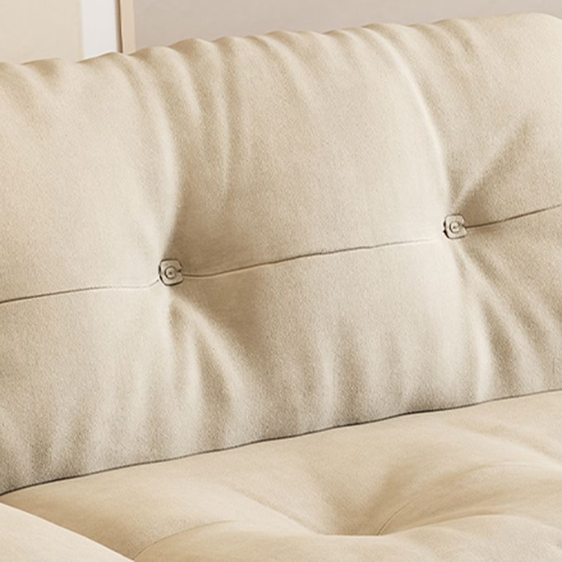 Cream Tufted Armless Sofa Wooden Frame Settee in Ash with Footrest