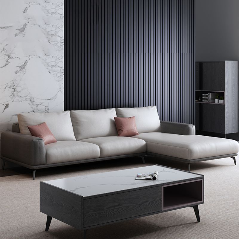 Faux Leather Sectionals/Sofa with Square Arm for Living Room