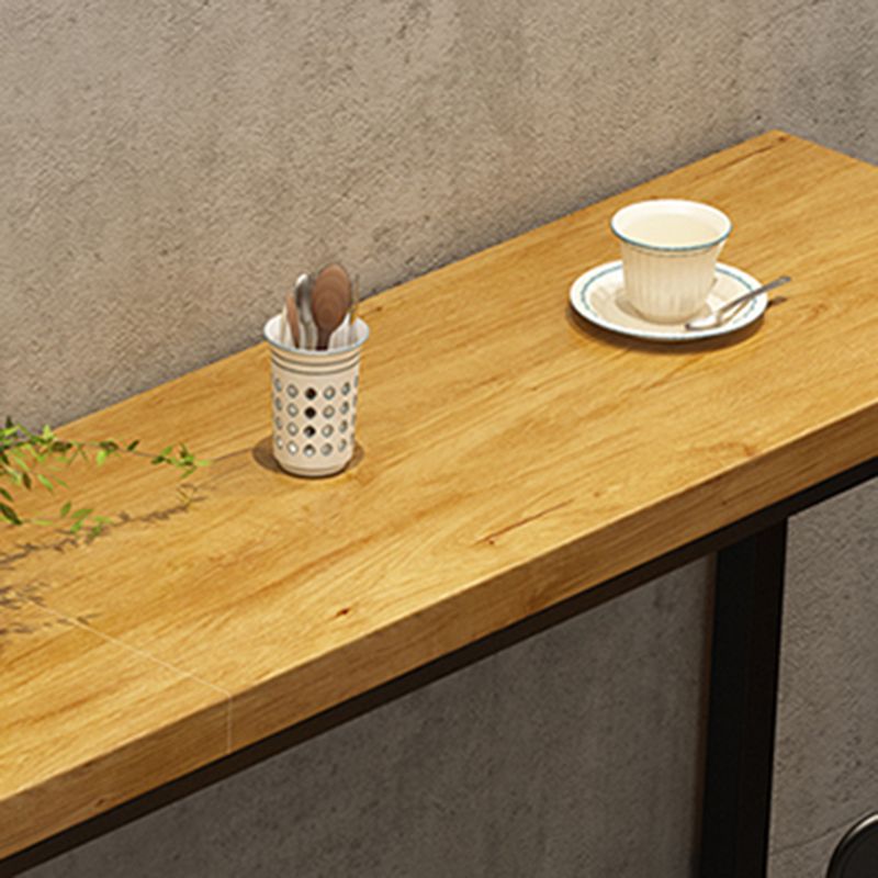 Industrial Bar Height Table Solid Wood Top Bistro Pub Table with Trestle Base