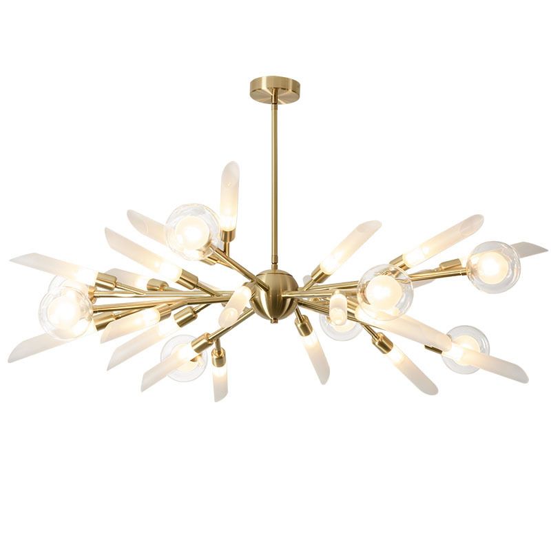 Post-Modern Metal Starburst Hanging Chandelier Light Glass Shade Ceiling Chandelier for Living Room