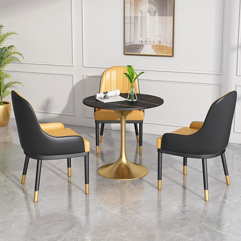 Metal Traditional Luxury Round Dining Table Sintered Stone Table with Tulip Base