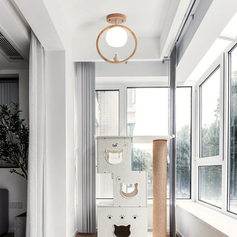 Luminaire à chasse d'eau contemporain 1 Light Wood Flush Mount Lampes en marron