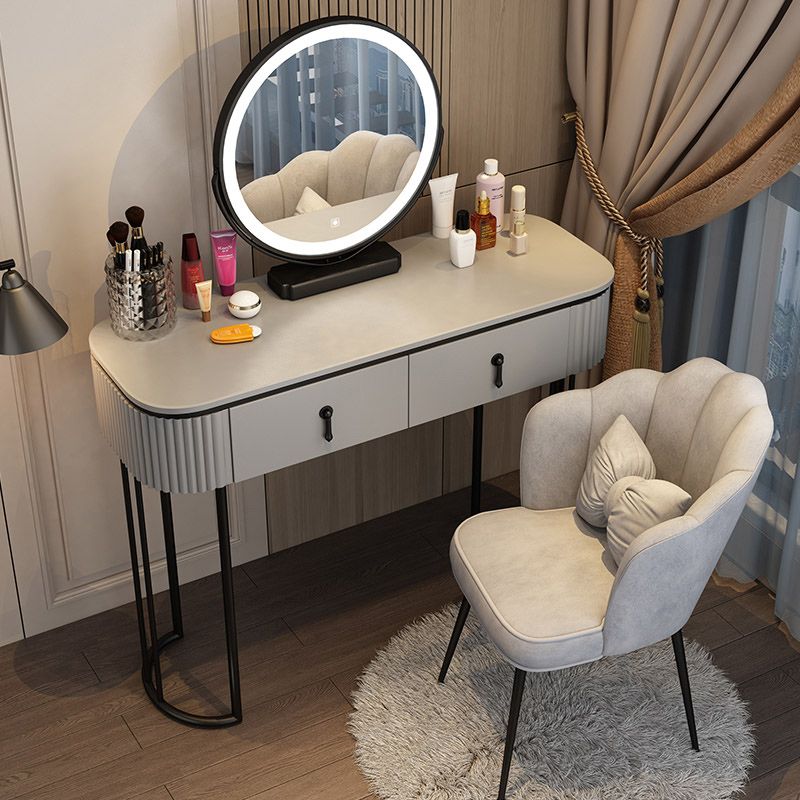 Adjustable Makeup Counter Lighted Mirror Vanity Dressing Table with Drawer