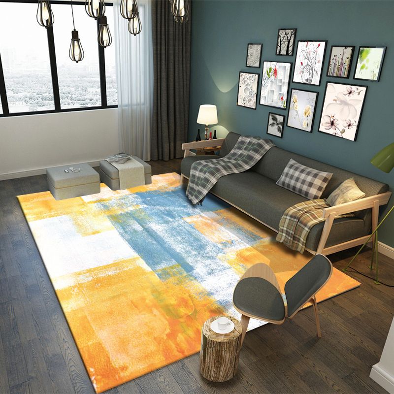 White Modern Rug Polyester Graphic Indoor Rug Washable Area Rug for Home Decoration