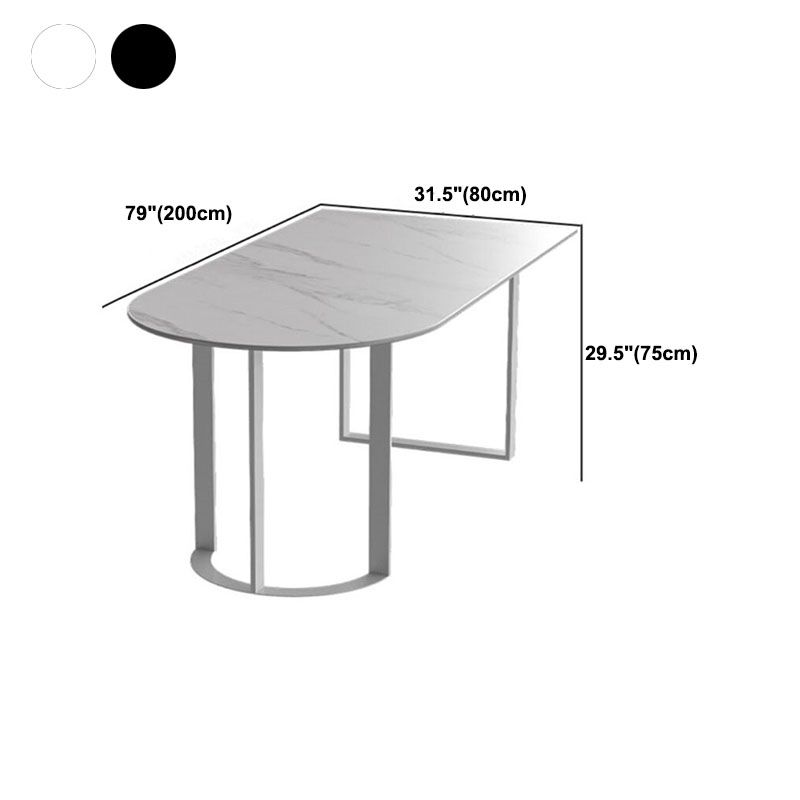 Sintered Stone Top Table with Double Pedestal Modern White Table for Restaurant