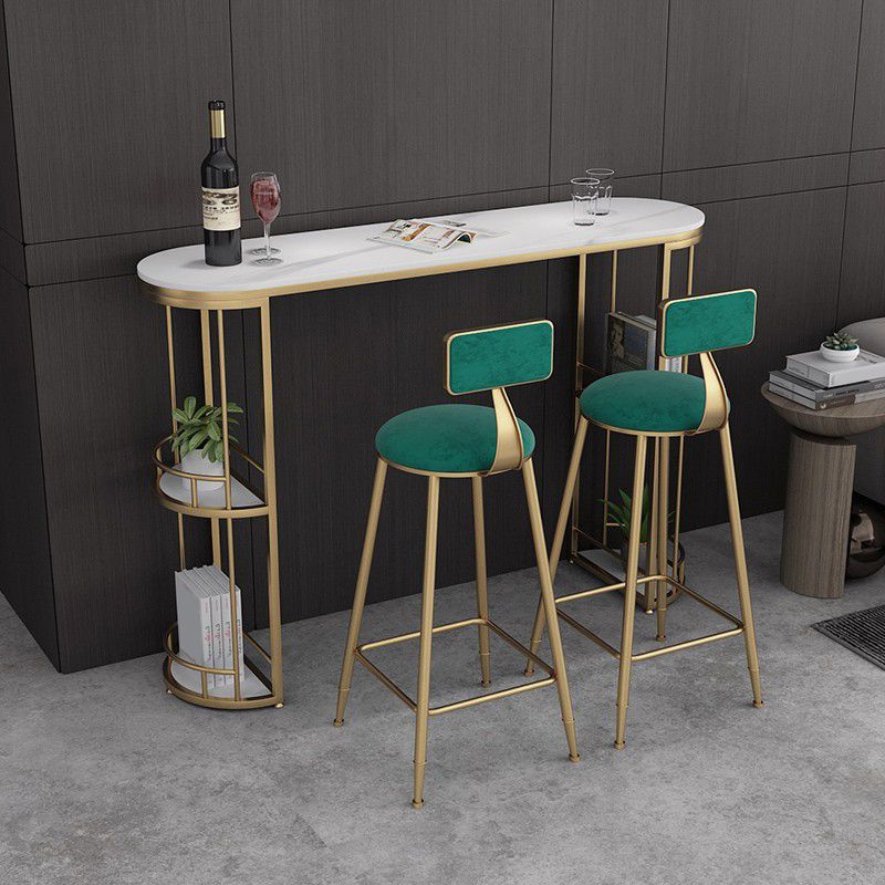Modern Stone Ellipse Bar Table Storable Table for Living Room
