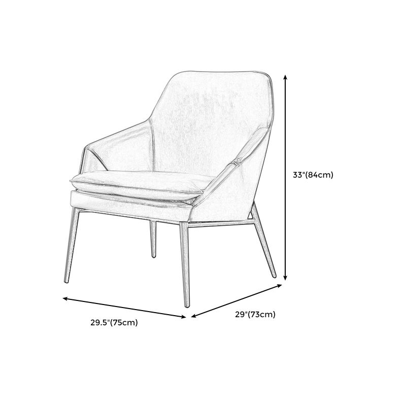 Solid Color Armchair Tight Back Leather Accent Chair with Four Legs